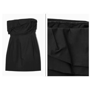 COS Women's Strapless Linen-Blend Mini Dress Size 2 NWT 175 Black